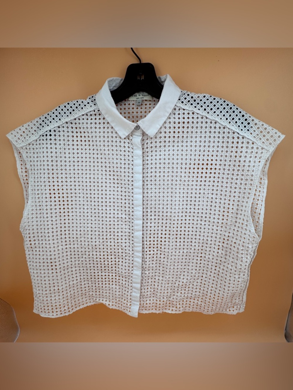 Rag & Bone Womens Button Down Shirt Size Medium Blouse Sleeveless White